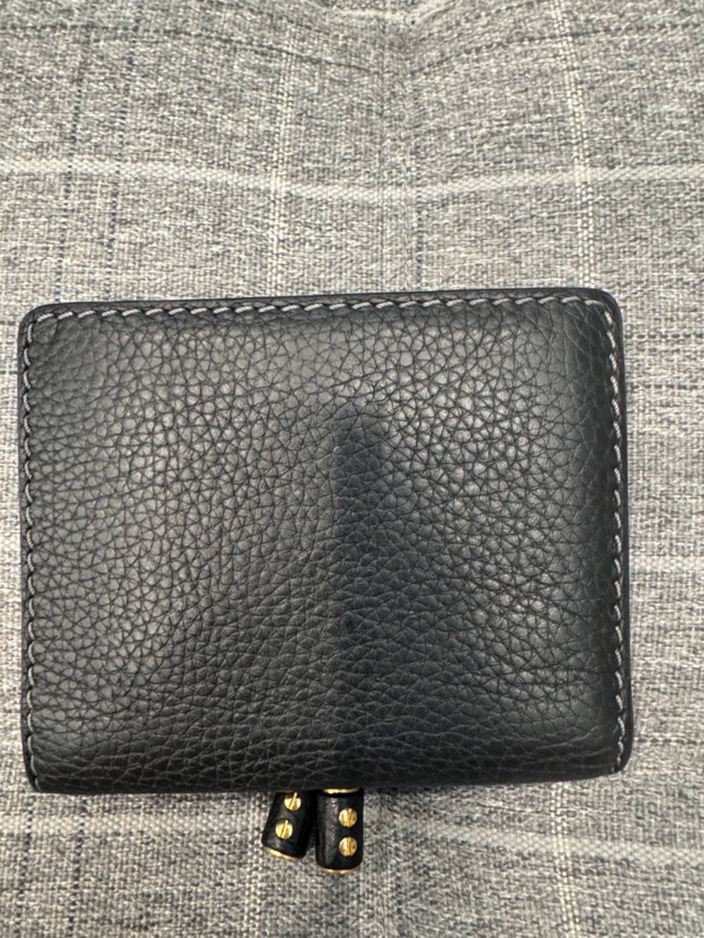 Chloe Black Leather Compact Wallet with Gold Hardware - Picture 2 of 5